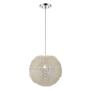 Homeroots Luminary 1-light Metallic Silver Pendant With Hand Woven Aluminum Wire Shade (15")   398033