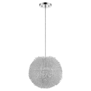Homeroots Luminary 1-light Metallic Silver Pendant With Hand Woven Aluminum Wire Shade (15")   398033