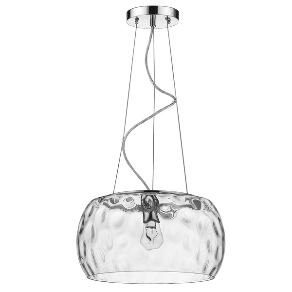Homeroots Mystere 1-light Polished Chrome Pendant With Dimpled Glass Shade   398035