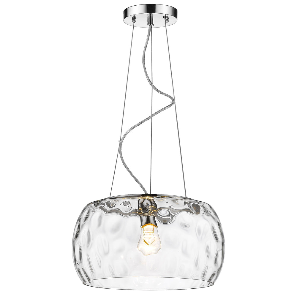 Homeroots Mystere 1-light Polished Chrome Pendant With Dimpled Glass Shade   398035
