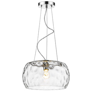 Homeroots Mystere 1-light Polished Chrome Pendant With Dimpled Glass Shade   398035
