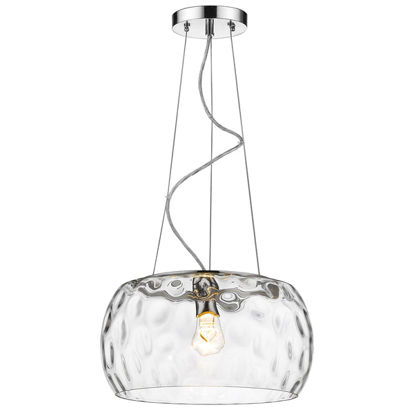 Homeroots Mystere 1-light Polished Chrome Pendant With Dimpled Glass Shade   398035