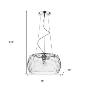 Homeroots Mystere 1-light Polished Chrome Pendant With Dimpled Glass Shade   398035
