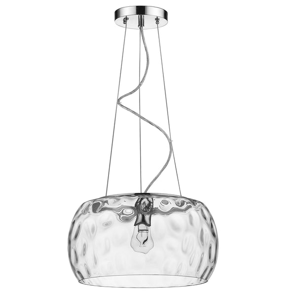 Homeroots Mystere 1-light Polished Chrome Pendant With Dimpled Glass Shade   398035