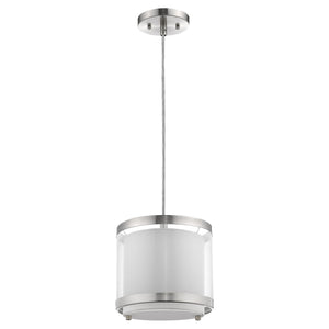 Homeroots White And Silver Hanging Light With Fabric Shade   398040