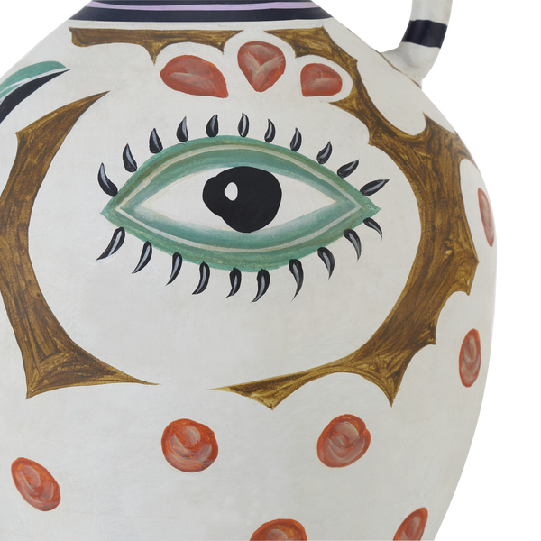 Hamsa Demijohn Vase – Colorful Terracotta Art Piece with Vibrant Motifs for Modern Home Décor