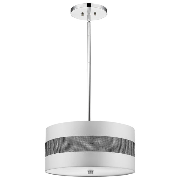 Homeroots Harmony 3-light Metallic Silver Pendant With Crystal Studded Platinum Sheen Shade   398042