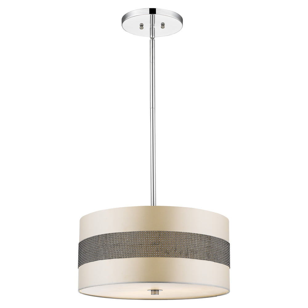 Homeroots Harmony 3-light Metallic Silver Pendant With Crystal Studded Platinum Sheen Shade   398042