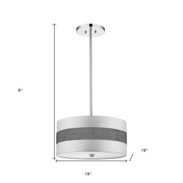 Homeroots Harmony 3-light Metallic Silver Pendant With Crystal Studded Platinum Sheen Shade   398042