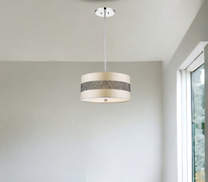 Homeroots Harmony 3-light Metallic Silver Pendant With Crystal Studded Platinum Sheen Shade   398042