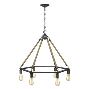 Homeroots Brown And Black Six Light Metal Dimmable Chandelier   398045