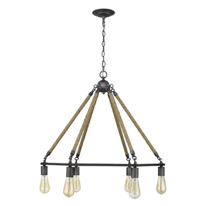 Homeroots Brown And Black Six Light Metal Dimmable Chandelier   398045