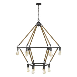 Homeroots Brown And Black Twelve Light Metal Dimmable Chandelier   398046