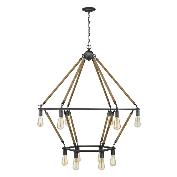 Homeroots Brown And Black Twelve Light Metal Dimmable Chandelier   398046