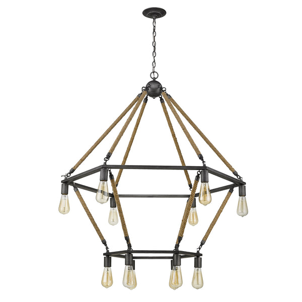 Homeroots Brown And Black Twelve Light Metal Dimmable Chandelier   398046