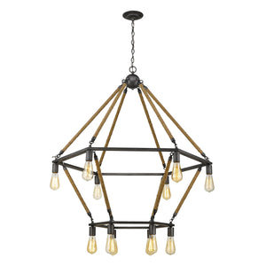 Homeroots Brown And Black Twelve Light Metal Dimmable Chandelier   398046