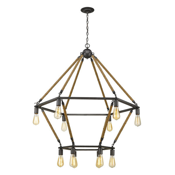 Homeroots Brown And Black Twelve Light Metal Dimmable Chandelier   398046