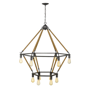 Homeroots Brown And Black Twelve Light Metal Dimmable Chandelier   398046