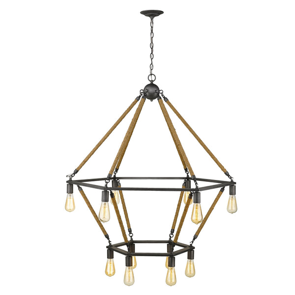Homeroots Brown And Black Twelve Light Metal Dimmable Chandelier   398046