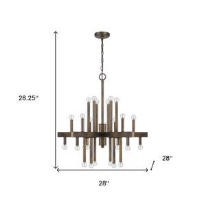 Homeroots Brown Candle Style Multi Light Metal Dimmable Chandelier   398047