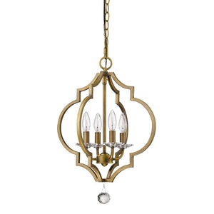 Homeroots Brass Candle Style Four Light Metal And Crystals Dimmable Chandelier   398050