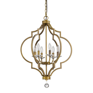 Homeroots Gold And White Candle Style Six Light Metal Dimmable Chandelier   398051