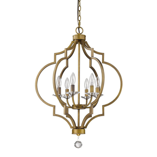 Homeroots Gold And White Candle Style Six Light Metal Dimmable Chandelier   398051
