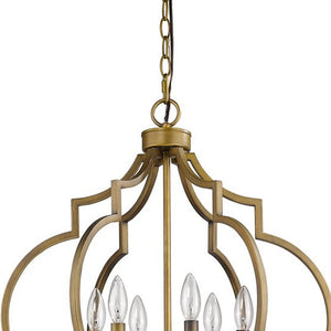Homeroots Gold And White Candle Style Six Light Metal Dimmable Chandelier   398051