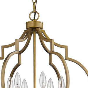 Homeroots Gold And White Candle Style Six Light Metal Dimmable Chandelier   398051