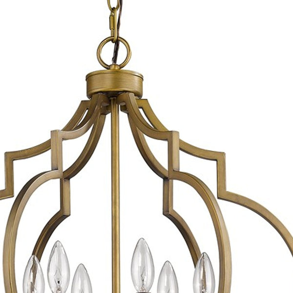 Homeroots Gold And White Candle Style Six Light Metal Dimmable Chandelier   398051