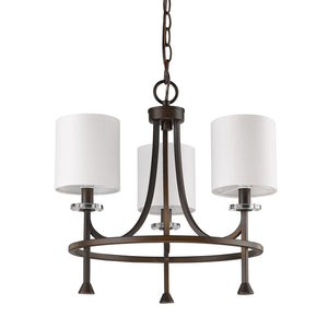 Homeroots Bronze Candle Style Three Light Metal Dimmable Chandelier With White Shades   398057