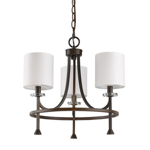 Homeroots Bronze Candle Style Three Light Metal Dimmable Chandelier With White Shades   398057