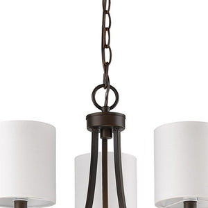 Homeroots Bronze Candle Style Three Light Metal Dimmable Chandelier With White Shades   398057