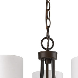Homeroots Bronze Candle Style Three Light Metal Dimmable Chandelier With White Shades   398057