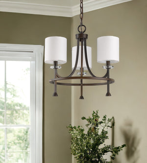 Homeroots Bronze Candle Style Three Light Metal Dimmable Chandelier With White Shades   398057
