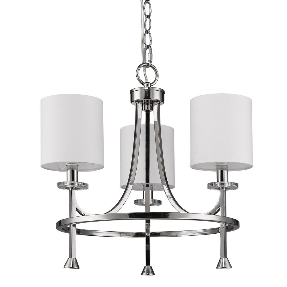 Homeroots Silver Candle Style Three Light Metal Dimmable Chandelier With White Shades   398058