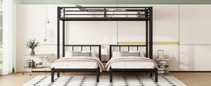 English Elm Twin Triple Bunk Bed Metal L-shaped Frame Sleeps Three Kids White Finish W1580S00438