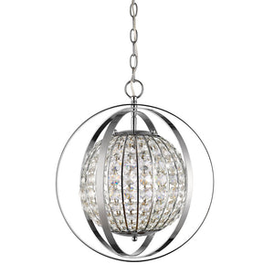 Homeroots Olivia 1-light Polished Nickel Crystal Globe Pendant   398064