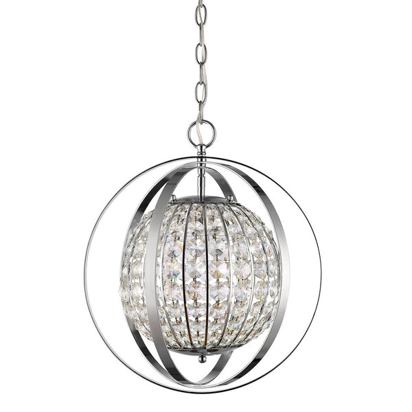 Homeroots Olivia 1-light Polished Nickel Crystal Globe Pendant   398064