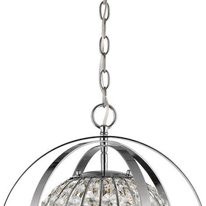 Homeroots Olivia 1-light Polished Nickel Crystal Globe Pendant   398064