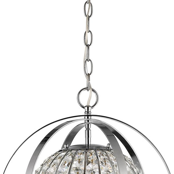 Homeroots Olivia 1-light Polished Nickel Crystal Globe Pendant   398064