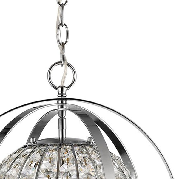 Homeroots Olivia 1-light Polished Nickel Crystal Globe Pendant   398064