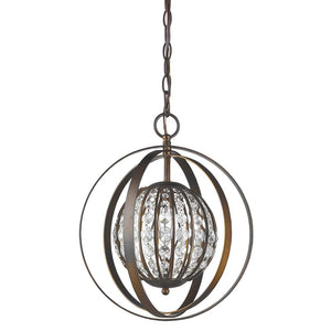 Homeroots Olivia 1-light Oil-rubbed Bronze Crystal Globe Pendant   398067