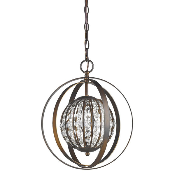 Homeroots Olivia 1-light Oil-rubbed Bronze Crystal Globe Pendant   398067