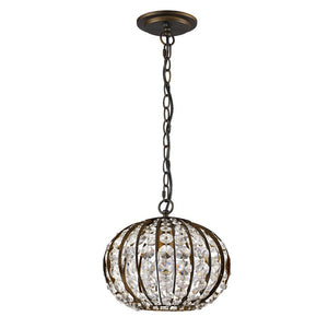 Homeroots Olivia 1-light Oil-rubbed Bronze Crystal Globe Pendant   398069