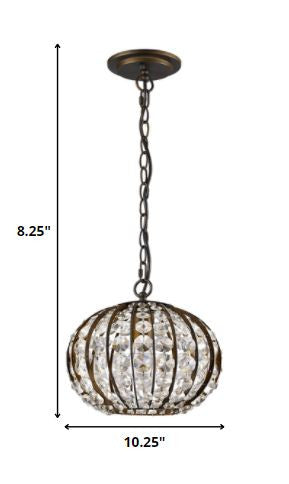 Homeroots Olivia 1-light Oil-rubbed Bronze Crystal Globe Pendant   398069