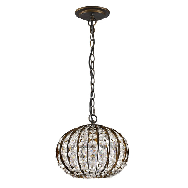 Homeroots Olivia 1-light Oil-rubbed Bronze Crystal Globe Pendant   398069
