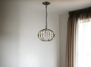 Homeroots Olivia 1-light Oil-rubbed Bronze Crystal Globe Pendant   398069