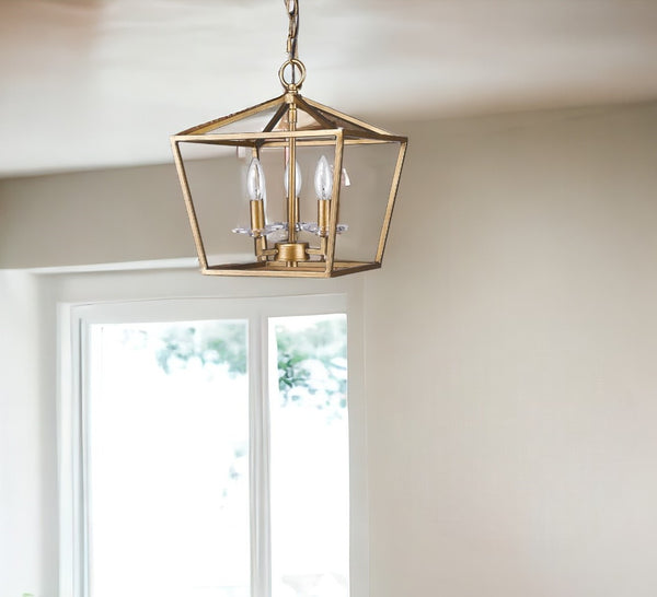 Homeroots Kennedy 3-light Antique Gold Pendant With Crystal Bobeches   398075