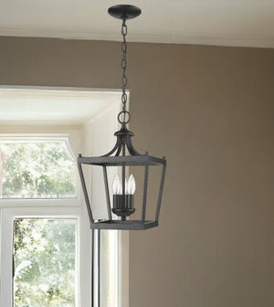 HomeRoots Vintage Black Metal Tapered Hanging Light Fixture - Stylish, Customizable Lantern for Any Room 398076